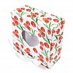 Коробка для 9 конфет с разделителями "Красные тюльпаны" с лентой, 11*11*5 см фото 3