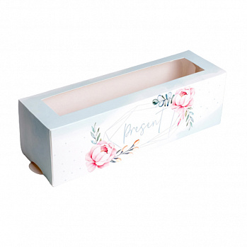 Коробка для макарун "Present" сладкий подарок 18*5,5 см
