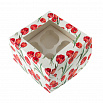 Коробка для 4 капкейков с окном "Красные тюльпаны" фото 1