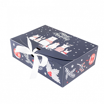 Коробка для сладостей с лентой "Рождественский лес", 16*11*5 см