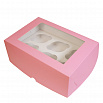 Коробка для 6 капкейков Розовая, с окном фото 2