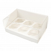 Коробка для 6 капкейков, белая с прозрачной крышкой фото 1