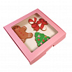 Коробка для печенья 21*21*3 см, Розовая с окном фото 2