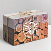 Коробка для 2 капкейков с прозрачной крышкой "Зимние пожелания", 8*16*10 см фото 1