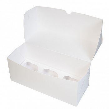Коробка для капкейков 3 ячейки, Белая
