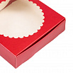 Коробка для печенья 12*12*3 см, красная с окном фото 3