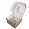 Коробка для 4 капкейков, NEW крафт с окном, 50 шт. фото 1