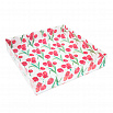 Коробка для печенья 15*15*3 см "Тюльпаны красные" с прозрачной крышкой фото 1