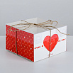 Коробка для 4 капкейков с прозрачной крышкой "Больше сердце" 16*16*10 см фото 1