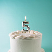 Свеча для торта "Цифра 2", серебряная 6 см фото 3