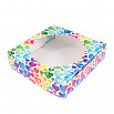 Коробка для печенья 12*12*3 см с окном "Разноцветные сердечки" фото 1
