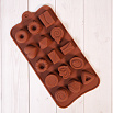 Форма силиконовая для шоколада "Печенье и конфеты" 20*10 см, 15 ячеек фото 1