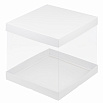 Коробка под торт с прозрачными стенками 26*26*28 см, Белая фото 1