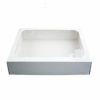 Коробка для печенья 29*23*6 см, Белая с Окном (плотная)