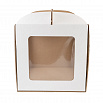Коробка для торта белая 30*30*30 см, с тремя окнами, с ручками фото 2