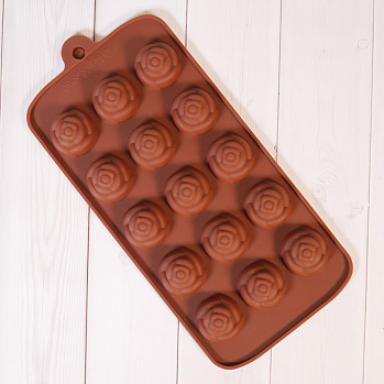 Форма силиконовая для шоколада "Роза" 20*10 см, 15 ячеек