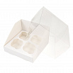 Коробка для 4 капкейков, белая с прозрачной крышкой фото 2