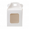 Коробка для кулича с окном с фронтальной загрузкой, белая 13*13*15 см фото 3