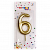 Свеча для торта "Цифра 6", золотая 8,5 см фото 1