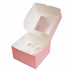 Коробка для 4 капкейков Розовая, с окном фото 1