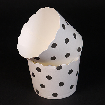 Бумажные стаканчики для кексов Белые в горох 50*45 мм, 10 шт