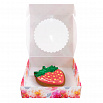 Коробка для печенья 12*12*3 см с окном "Пионы акварельные" фото 4
