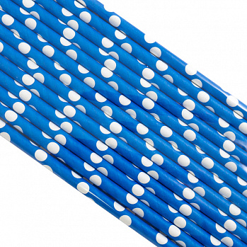 Палочки бумажные Синяя в Белый горох 200*6 мм, 25 шт