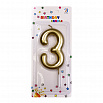 Свеча для торта "Цифра 3", золотая 8,5 см фото 1