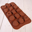 Форма силиконовая для шоколада "Печенье и конфеты" 20*10 см, 15 ячеек фото 4
