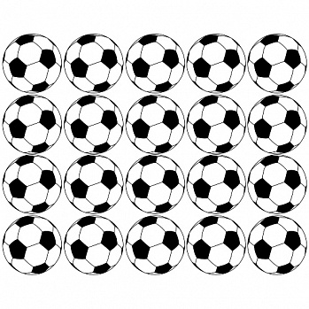 Футбольный мяч, картинки для капкейков на сахарной бумаге, 5 см, 20 шт.