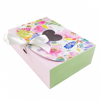 Коробка для сладостей "Цветочная розовая" с лентой, 16*11*5 см