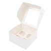 Коробка для 4 капкейков, белая с окном фото 2