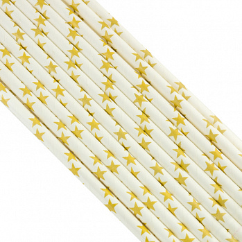 Палочки бумажные Белая с золотыми звездами 200*6 мм, 20 шт