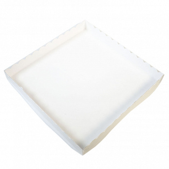 Коробка для печенья 25*25*3 см, белая с прозрачной крышкой, 50 шт