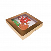 Коробка для печенья 19*19*3 см, Золотая с окном фото 2