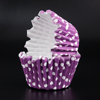 Капсулы "Корона" бумажные Фиолетовые в горох 50*40 мм, 10 шт