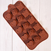 Форма силиконовая для шоколада "Сердце, роза и подарок" 20*10 см, 15 ячеек фото 1