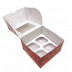 Коробка для 4 капкейков "Снежинки" красная, с окном фото 2