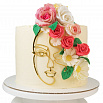 Топпер для торта Контур лица с завитком (золотой) фото 1