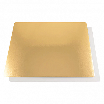 Подложка для торта квадратная 25*25 см 0,8 мм (двухсторонняя золото/белая)