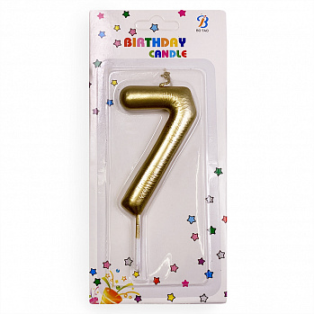 Свеча для торта "Цифра 7", золотая 8,5 см