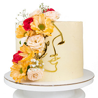 Топпер для торта Контур лица с маленькой веткой (золотой)