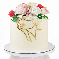 Топпер для торта Контур лица в шляпке (золотой)