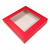 Коробка для печенья 16*16*3 см, Красная с окном фото 1