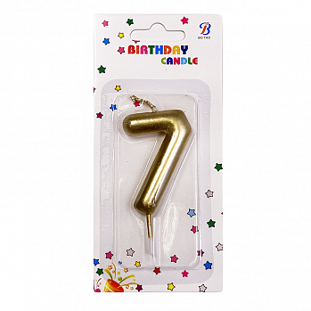 Свеча для торта "Цифра 7", золотая 6 см