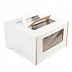 Коробка для торта белая 30*30*19 см, с ручками (окна) фото 5