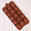Форма силиконовая для шоколада "Роза и ромашка" 20*10 см, 15 ячеек фото 1