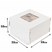 Коробка для торта 35*35*25 см, квадратное окно (самолет) фото 1