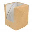 Коробка для мини кулича с окном, крафт, 9,5*9,5*12 см фото 1
