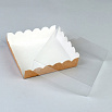 Коробка для печенья 12*12*3 см, Крафт с Прозрачной крышкой фото 2